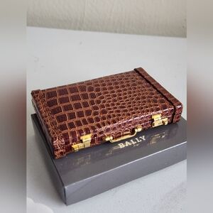 Bally Dark Brown Crocodile Pattern Wallet